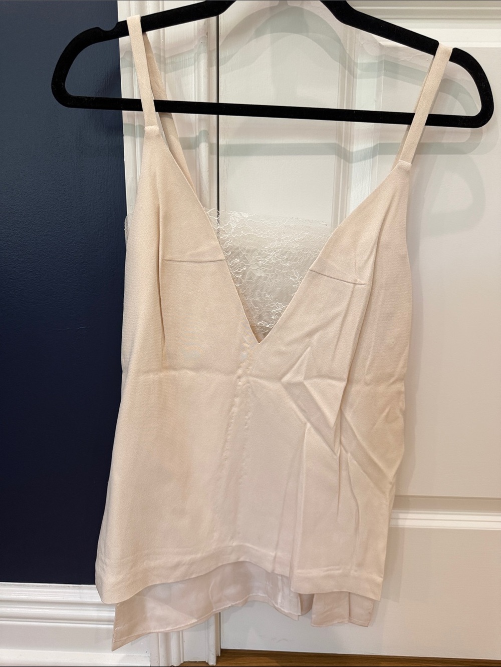 Thakoon Ivory Lace-Trim Satin Camisole Top